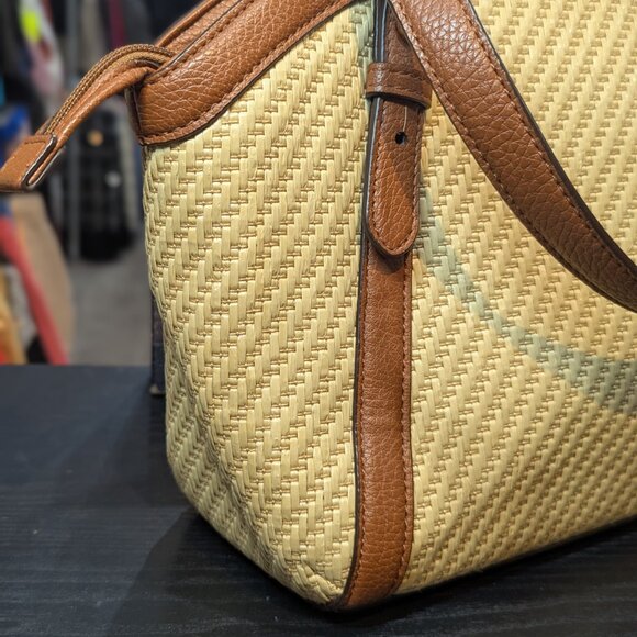 Lauren Ralph Lauren Basket Weave Satchel Bag - Picture 3 of 10